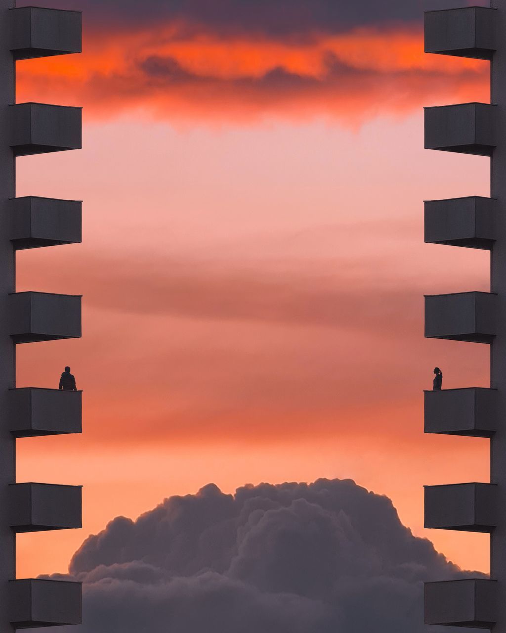 cloud, sky, sunset, font, nature, orange color, architecture, no people, silhouette, outdoors, built structure, building exterior, beauty in nature, text, city, dramatic sky, digital composite