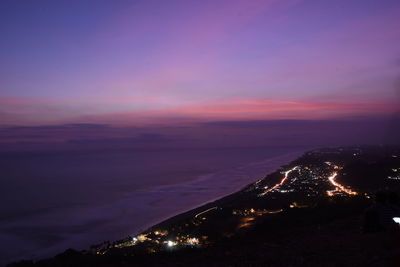 Scenic view of sea against sky at night