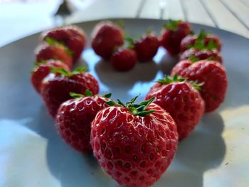 Close-up of strawberries on table