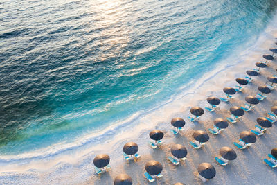 High angle view of rocks on beach