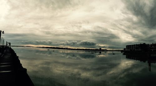 Scenic view of sea against cloudy sky