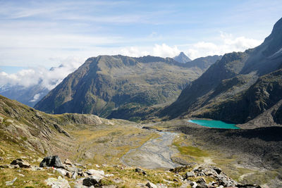 Scenic view of mountains against sky