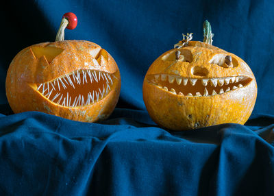 Close-up of pumpkin against black background