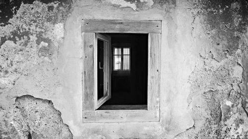 Closed window of old building