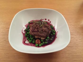 High angle view of meal served in plate