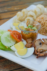 Close-up of food in plate on table