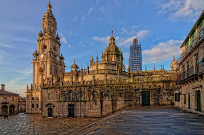 View of old building against sky in city