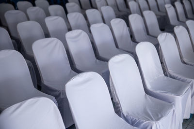 High angle view of empty chairs