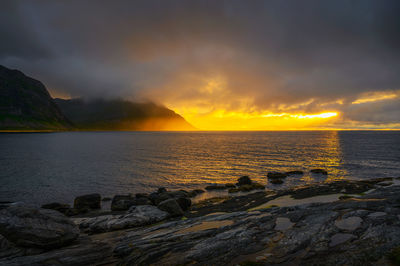 Scenic view of sea against sky during sunset