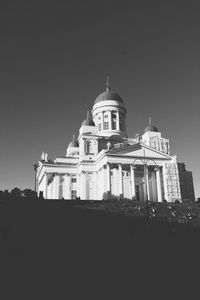 Low angle view of helsinki cathedral against clear sky