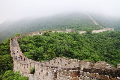 High angle view of great wall of china