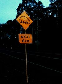 Sign board on road