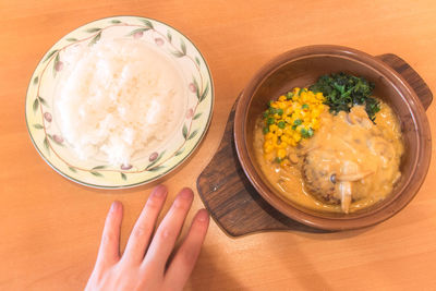 High angle view of food on table