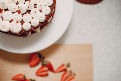 High angle view of dessert on table