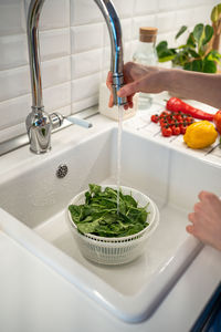 Close-up of sink in bathroom