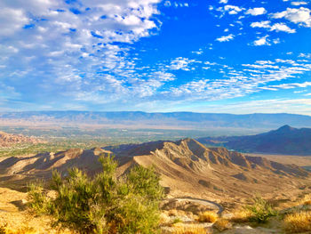 Scenic view of landscape against cloudy sky