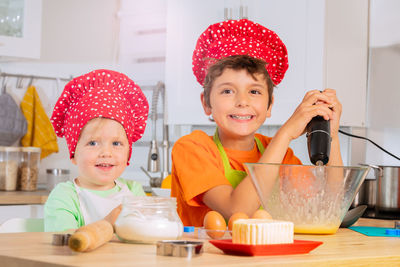 Portrait of cute girl in kitchen