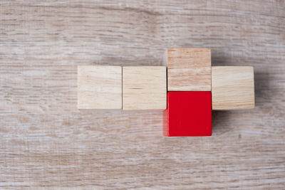 High angle view of toy blocks on table