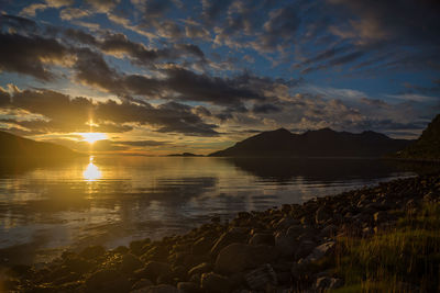 Scenic view of sunset over sea