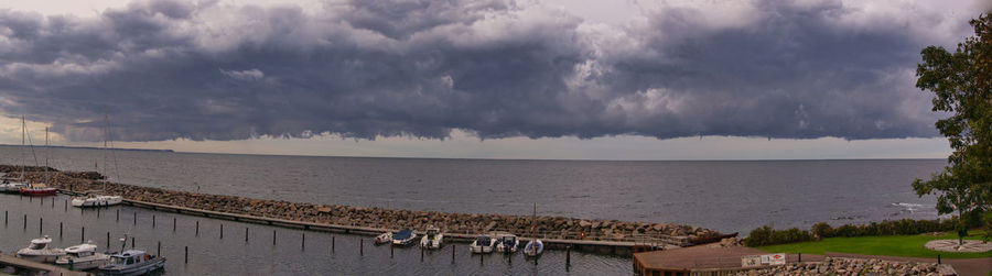 High angle view of sea against sky