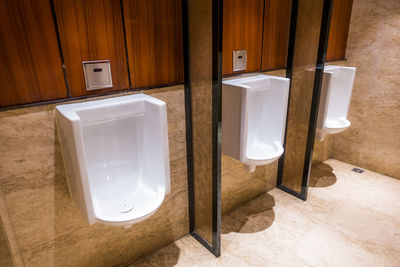 High angle view of white bathroom