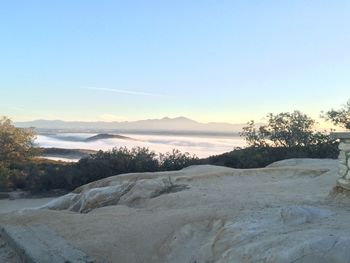 Scenic view of mountains against clear sky