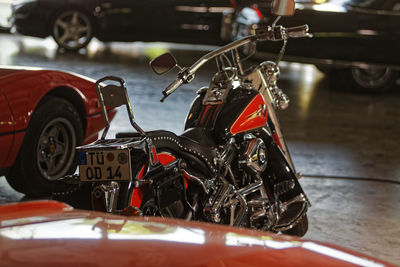 Close-up of bicycle in city