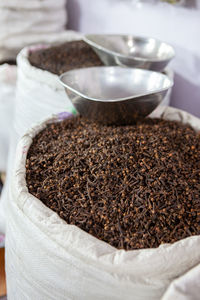 High angle view of coffee on table