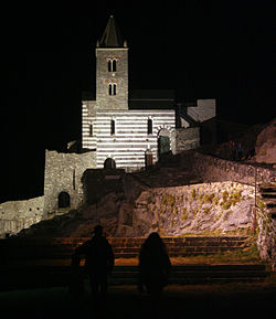 View of church at night