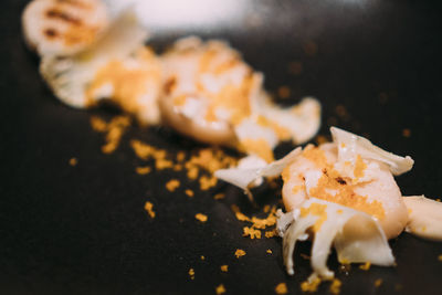 Close-up of served food in plate