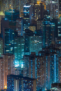 Illuminated buildings in city at night