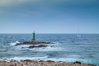 Scenic view of sea against clear sky