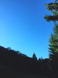 Scenic view of mountains against clear blue sky