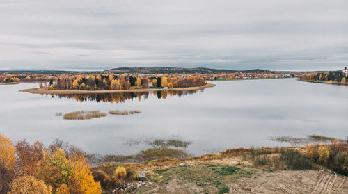 Scenic view of lake against sky