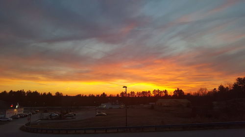 Panoramic view of road against sky during sunset