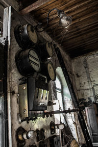 Low angle view of old abandoned factory