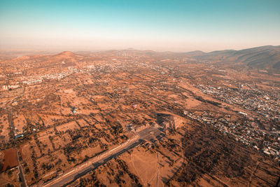 High angle view of landscape against clear sky