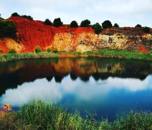 Scenic view of lake against sky