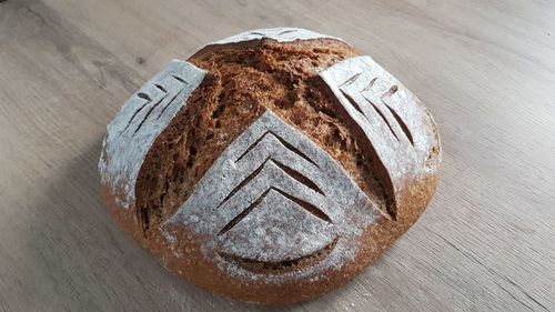 High angle view of cake on table