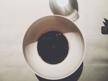High angle view of drink on table