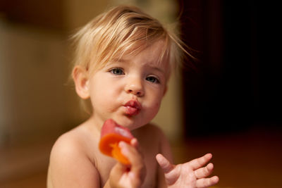 Close-up portrait of cute baby girl