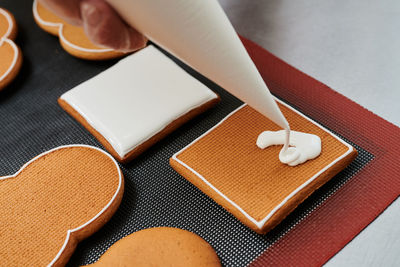 High angle view of heart shape on table