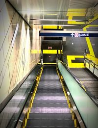 View of yellow escalators