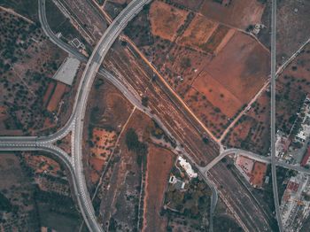 High angle view of highway in city