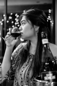 Woman drinking wine