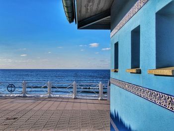 View of sea against blue sky