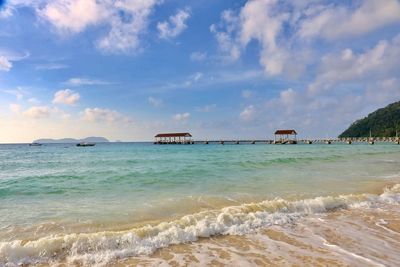 Scenic view of beach against sky