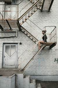 Low angle view of staircase in old building