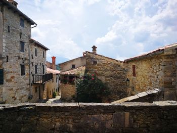 Low angle view of old building against sky