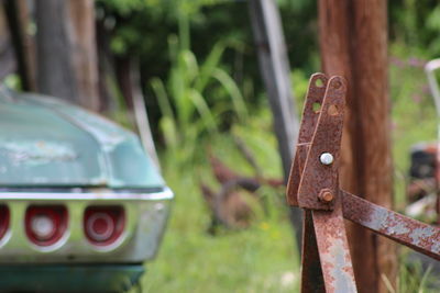 Close-up of rusty car